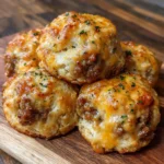 Tray of baked cheeseburger bombs topped with garlic butter and parsley