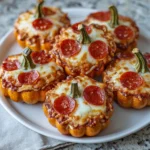 Baked pizza pockets shaped like pumpkins with melted cheese