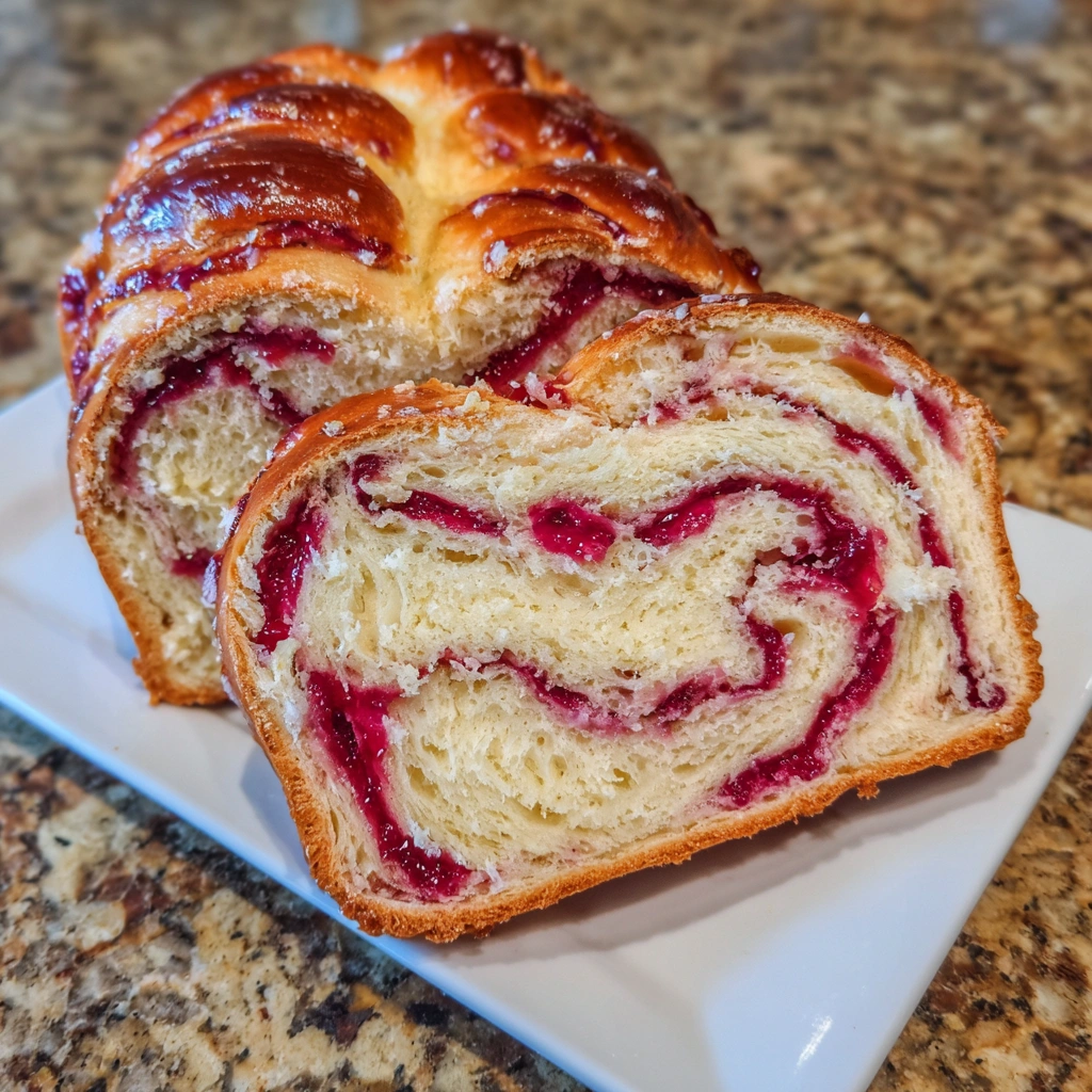 Raspberry Swirl Brioche Loaf
